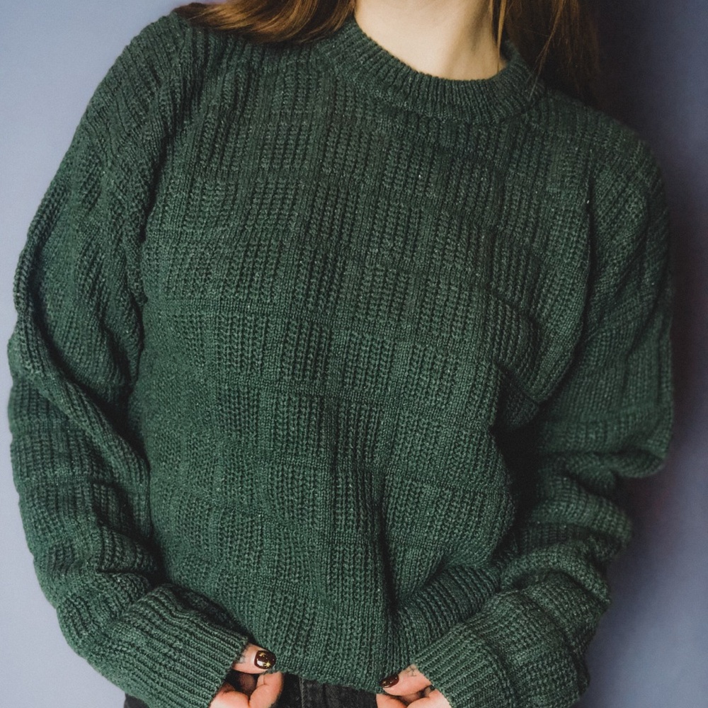 Vintage Studio Men's Textured green Crewneck Sweater